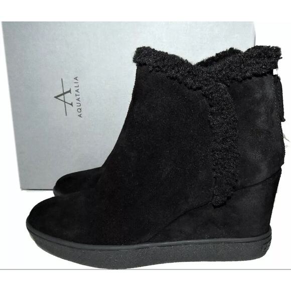 Aquatalia Ankle Wedge Faux FurWaterproof Booties- Size 11 - Picture 4 of 13